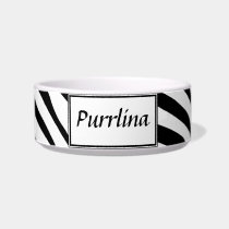 Zebra Print Personalized Cat Bowl pet bowls