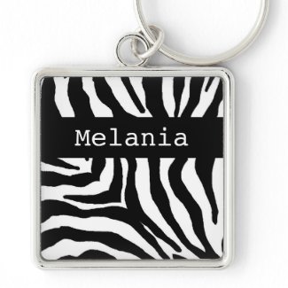 Zebra Print Personalized Name Key Chain keychain