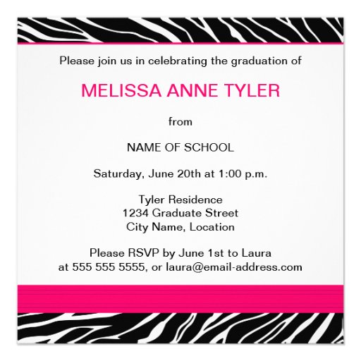 Zebra Print Photo Graduation Invitation