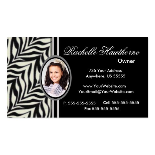 Zebra Print Photo Logo Business Cards ~ Bl