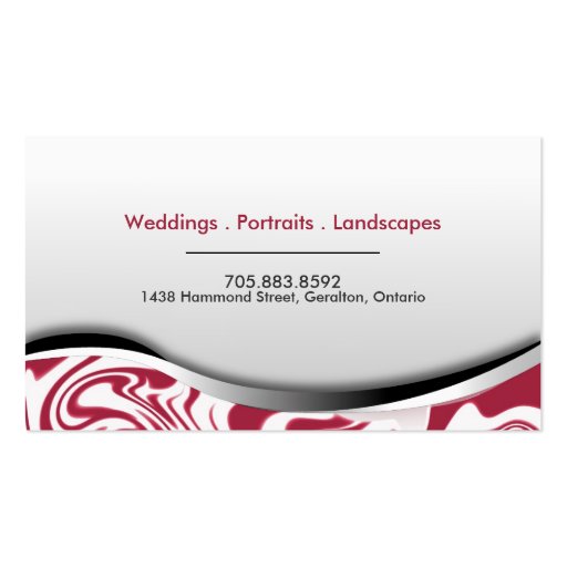 Zebra Print Photographer Business Card Red (back side)