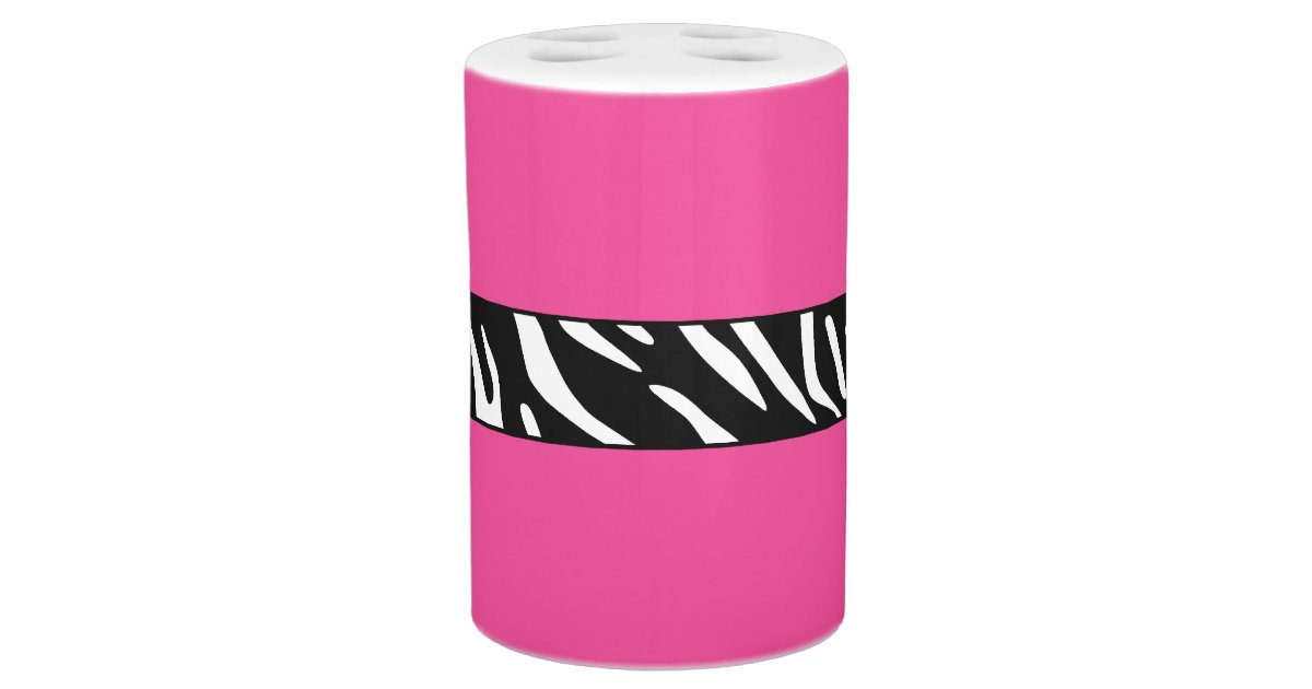 Zebra Print Pink Bathroom Accessory Set Zazzle