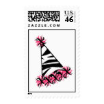 Zebra Print & Pink Birthday Party Hat postage