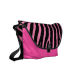 Zebra Print Pink Black Stripes messenger bag