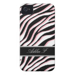Zebra Print Pink Black & White iPhone 4 Case