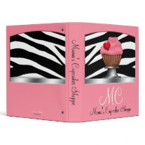 Zebra Print Pink Cupcake Pedestal Binder