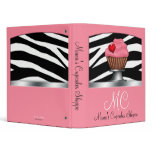 Zebra Print Pink Cupcake Pedestal Binder