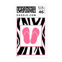 Zebra Print & Pink Flip Flops Postage