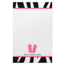 Zebra Print & Pink Flip Flops Stationery