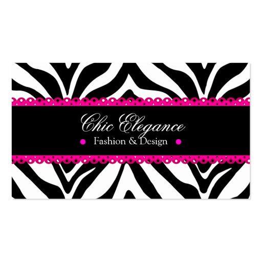 Zebra Print & Pink Lace Elegant Business Cards (front side)
