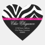 Zebra Print & Pink Lace Heart Stickers