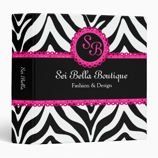 Zebra Print Pink Lace Monogram 1.5 in. Binder