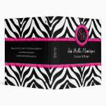 Zebra Print Pink Lace Monogram 1 Inch Binder