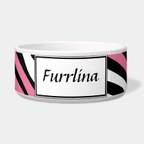 Zebra Print Pink Mix Personalized Dog Bowl pet bowls