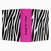 Zebra Print Pink Polka Dot School Vinyl Binders