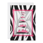 Zebra Print &amp; Pink Sweet 16 Birthday Party Invite