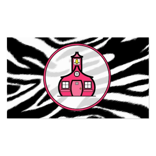 Zebra Print / Pink Teacher Fashion Business Card (back side)