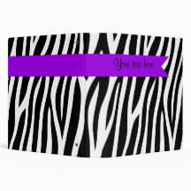 Zebra Print Purple Banner Personalized Vinyl Binders