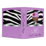 Zebra Print Purple Cupcake Pedestal Binder