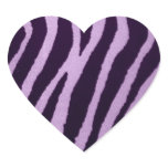 Zebra Print Purple Heart Heart Stickers