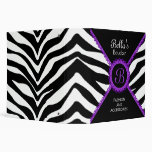 Zebra Print Purple Lace Monogram 2 Inch Binder