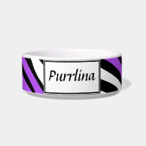 Zebra Print Purple Mix Personalized Cat Bowl pet bowls