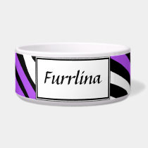 Zebra Print Purple Mix Personalized Dog Bowl pet bowls