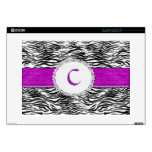 Zebra Print & Purple Monogram Decal For 15" Laptop