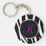 Zebra Print : Purple Monogram : Keychain