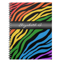 Zebra Print Rainbow Mix Personalized Notebook