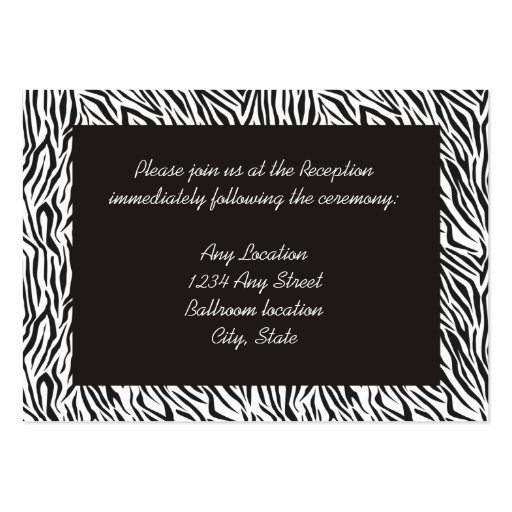Zebra Print Reception Cards Business Card (front side)
