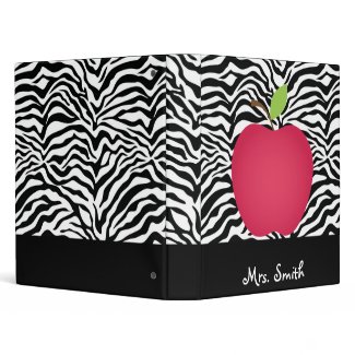 Zebra Print Red Apple Teacher's Personalized