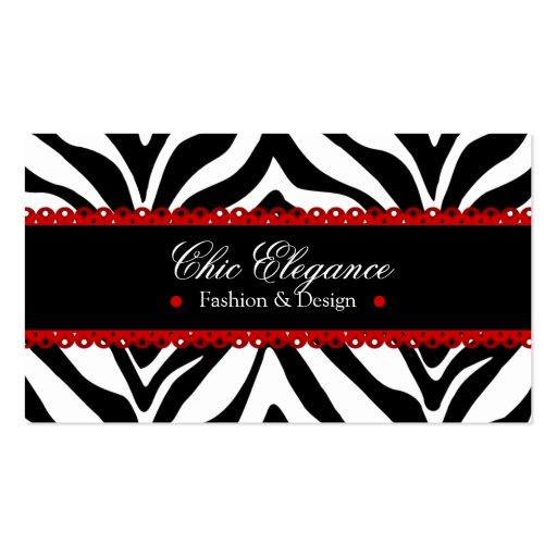 Zebra Print & Red Lace Elegant Business Cards (front side)