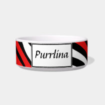 Zebra Print Red Mix Personalized Cat Bowl pet bowls
