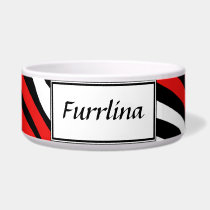 Zebra Print Red Mix Personalized Dog Bowl pet bowls