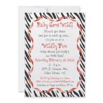 Zebra Print & Red Ribbon Baby Shower Invitation