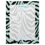 Zebra print, retro colors baby blue + black letterhead