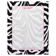 Zebra print, retro colors fuschia accent letterhead