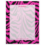 Zebra print, retro colors fuschia + black letterhead