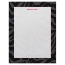 Zebra print, retro colors graphite + fuschia letterhead