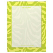 Zebra print, retro colors lemon lime + green letterhead by stationery_station Zebra print, retro colors lemon lime + green letterhead