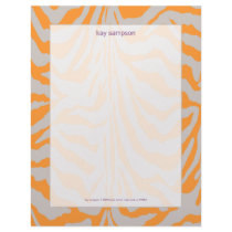 Zebra print, retro colors orange + grey letterhead by stationery_station Zebra print, retro colors orange + grey letterhead