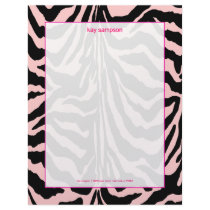 Zebra print, retro colors pink + fuschia accent letterhead