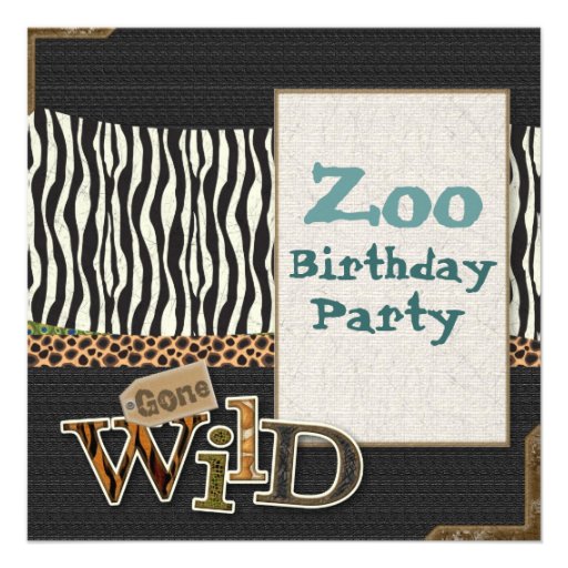 Zebra print Safari Zoo Birthday Party Invitation
