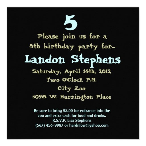Zebra print Safari Zoo Birthday Party Invitation