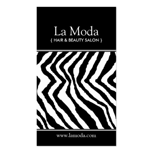 Zebra Print Salon Business Cards (front side)