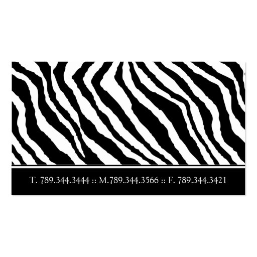 Zebra Print Salon Business Cards (back side)