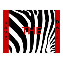 Zebra print Save the Date postcard