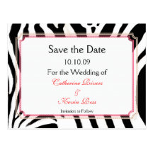 Zebra print save the date postcard