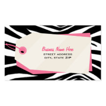 Zebra Print & Shopping Tag Retail Business Card
